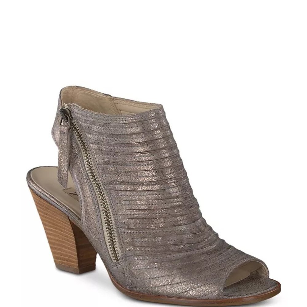 Paul Green Women's Cayanne Peep Toe High Heel Booties Brush Metallic Size 8